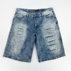 Vintage Brooklyn Xpress Distressed Skater Hip Hop Viscose Denim Jean Shorts
